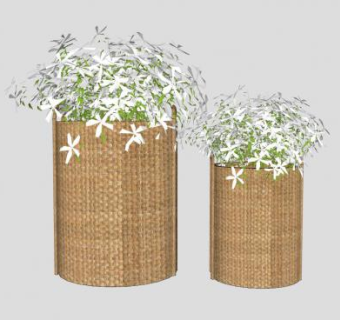 编织花箱花盆SU模型下载_sketchup草图大师SKP模型