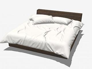 现代北欧卧室床SU模型下载_sketchup草图大师SKP模型