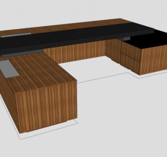 老板的班台桌办公桌SU模型下载_sketchup草图大师SKP模型