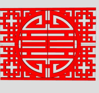中式喜字窗花结婚装饰品SU模型下载_sketchup草图大师SKP模型