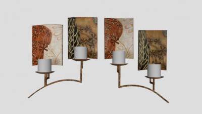 照片装饰画陈设品和蜡烛灯SU模型下载_sketchup草图大师SKP模型