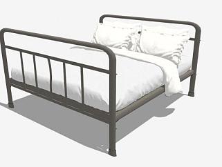 现代简约北欧卧室双人床SU模型下载_sketchup草图大师SKP模型