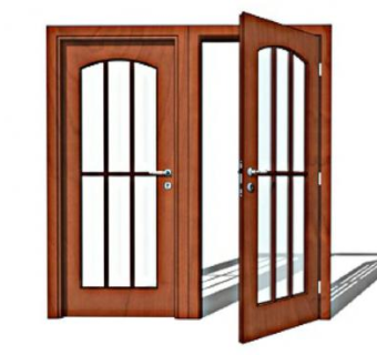 现代玻璃双开木门SU模型下载_sketchup草图大师SKP模型