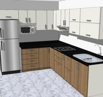 壁橱吊柜厨房橱柜冰箱SU模型下载_sketchup草图大师SKP模型