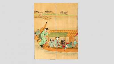 日式渡江画SU模型下载_sketchup草图大师SKP模型