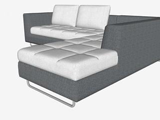 现代布艺软沙发家具L型SU模型下载_sketchup草图大师SKP模型