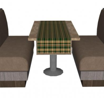 卡座餐桌SU模型下载_sketchup草图大师SKP模型