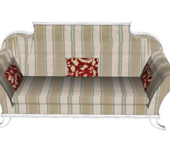 欧式简约条纹布沙发家具SU模型下载_sketchup草图大师SKP模型