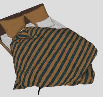 北欧时尚条纹风情双人床SU模型下载_sketchup草图大师SKP模型