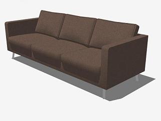 棕色系的直沙发家具SU模型下载_sketchup草图大师SKP模型