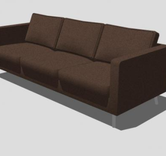 棕色系的直沙发家具SU模型下载_sketchup草图大师SKP模型