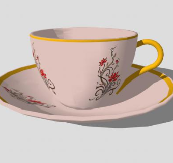 印花茶杯SU模型下载_sketchup草图大师SKP模型