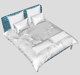 北欧简约风格双人床sketchup模型下载_sketchup草图大师SKP模型