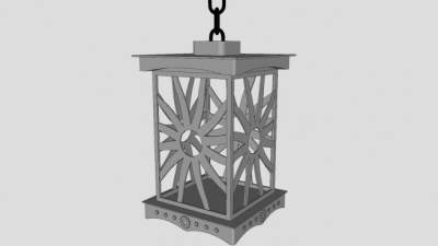 欧式精美铁链装饰吊灯SU模型下载_sketchup草图大师SKP模型