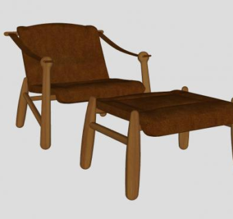 休闲躺椅脚凳SU模型SU模型下载_sketchup草图大师SKP模型