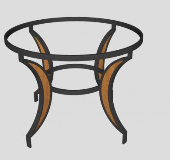 圆形玻璃边桌SU模型下载_sketchup草图大师SKP模型