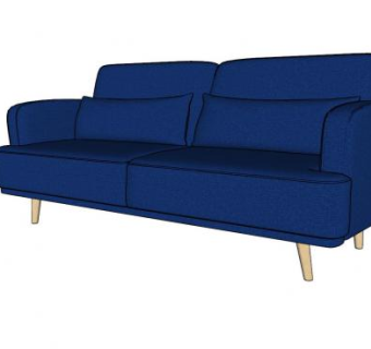 深蓝色现代布艺沙发SU模型下载_sketchup草图大师SKP模型