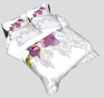 北欧风印花床单床具SU模型下载_sketchup草图大师SKP模型