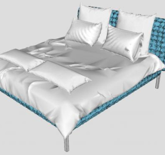 北欧风情双人床sketchup模型下载_sketchup草图大师SKP模型