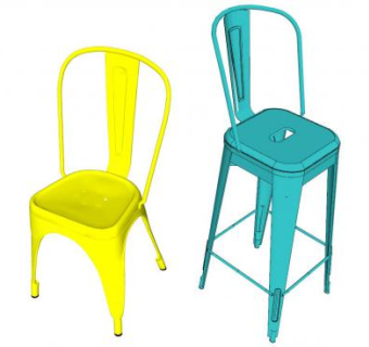 儿童塑料靠背椅SU模型下载_sketchup草图大师SKP模型