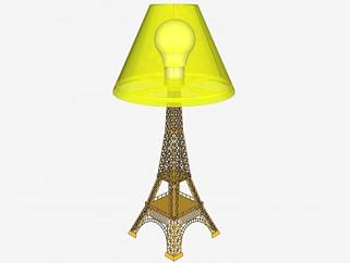 艾弗尔铁塔形状的台灯灯具SU模型下载_sketchup草图大师SKP模型