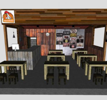美食屋餐饮店饮品店SU模型下载_sketchup草图大师SKP模型