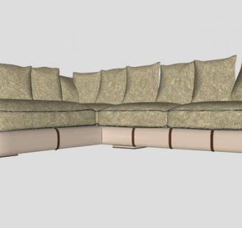 L型人造革皮革沙发家具SU模型下载_sketchup草图大师SKP模型