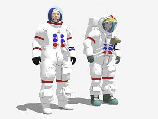 两个宇航员SU模型下载_sketchup草图大师SKP模型