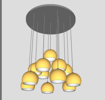 点心型吊灯装饰灯SU模型下载_sketchup草图大师SKP模型