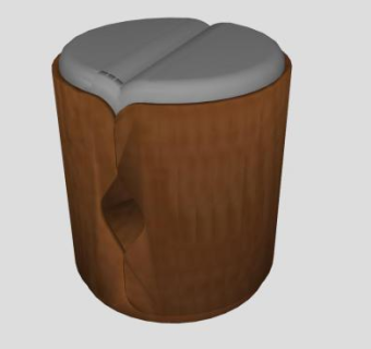 木质圆形坐凳SU模型下载_sketchup草图大师SKP模型