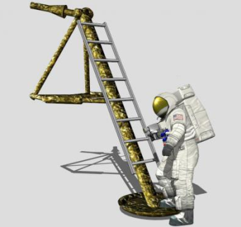 3D着陆的宇航员人物SU模型下载_sketchup草图大师SKP模型