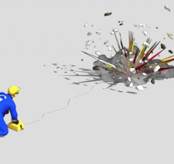 引爆的蓝衣工人SU模型下载_sketchup草图大师SKP模型