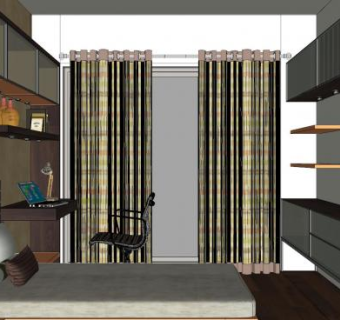 室内卧室卧房空间SU模型下载_sketchup草图大师SKP模型