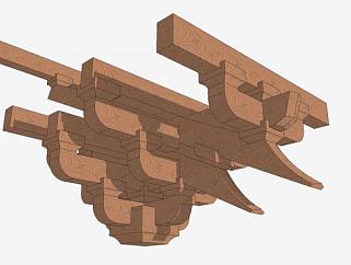 木制的斗拱SU模型下载_sketchup草图大师SKP模型