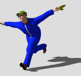 蓝色衣服的男人SU模型下载_sketchup草图大师SKP模型