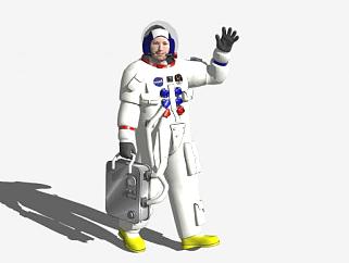 一个走路的宇航员SU模型下载_sketchup草图大师SKP模型