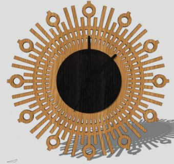 木质装饰钟挂钟SU模型下载_sketchup草图大师SKP模型