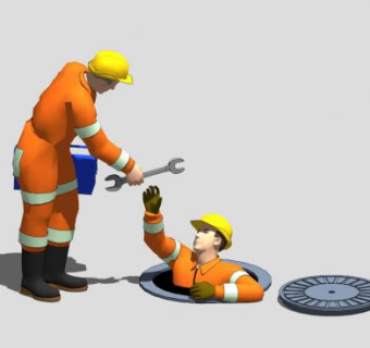 管道维修工SU模型下载_sketchup草图大师SKP模型