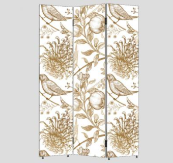 花鸟屏风隔断SU模型下载_sketchup草图大师SKP模型