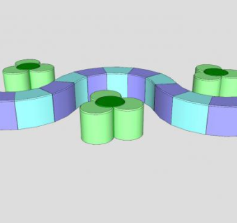 儿童曲型坐凳适合在幼儿园SU模型下载_sketchup草图大师SKP模型
