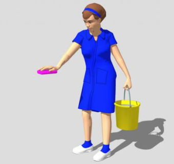 女性家政清洁工SU模型下载_sketchup草图大师SKP模型