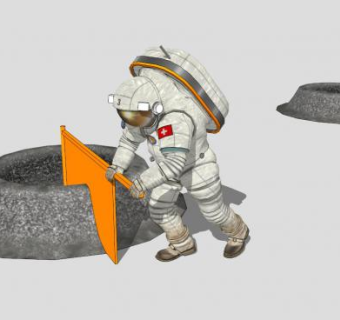 登月的宇航员SU模型下载_sketchup草图大师SKP模型