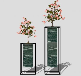 长方形玻璃花瓶摆件SU模型下载_sketchup草图大师SKP模型