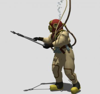 深海的潜水员SU模型下载_sketchup草图大师SKP模型