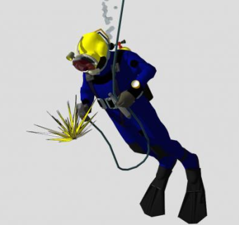 深海采集样本的潜水员SU模型下载_sketchup草图大师SKP模型