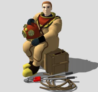 岸上的潜水员SU模型下载_sketchup草图大师SKP模型