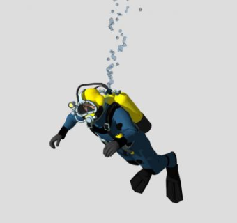 深海里的潜水员SU模型下载_sketchup草图大师SKP模型