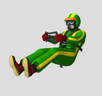 绿衣服的赛车手SU模型下载_sketchup草图大师SKP模型