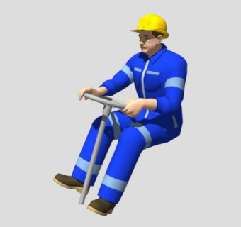 蓝衣服的司机SU模型下载_sketchup草图大师SKP模型