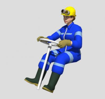 蓝衣服绿靴的女司机SU模型下载_sketchup草图大师SKP模型